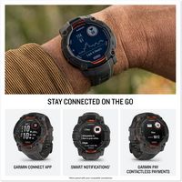 Garmin - Instinct 3 Solar GPS Smartwatch 50 mm Fiber-reinforced Polymer - Black with Charcoal Band - Back View