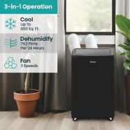 Hisense - 10,000 BTU Smart Portable Inverter Air Conditioner with Wi-fi and Remote Control - Black - Back View