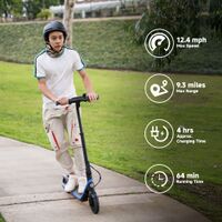 Segway - C2 Pro Kids Electric Scooter w/7.5 mi Max operating Range & 12.4mph Max Speed - Black - Back View