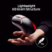 HyperX - Pulsefire Saga Lightweight Wired Optical Gaming Mouse with RGB Lighting - Wired - Black - Back View