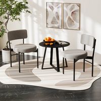 Costway Dining Chair Set of 4 with Curved Backrest Padded Seat & Metal Legs for Dining Room - Gray - Back View