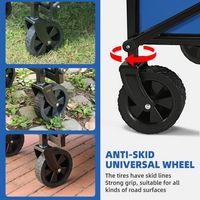 Bestier Folding Collapsible Wagon Utility Camping Cart W/Wheels & Adjustable Handle - Blue - Back View