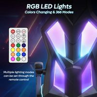 Bestier - Breathable Fabric Gaming Chair with RGB LED Lighting and Adjustable Armrests - Black - Back View