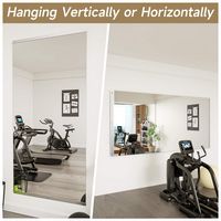 LOVMOR - 2PCS Polished 36 in. W x 72 in. Modern Rectangular Tempered Glass Wall Mirror - Silver - Back View