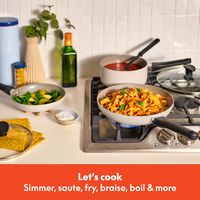 Bella - 12-Piece Ceramic Nonstick Cookware Set - Oatmilk - Back View