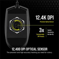CORSAIR - KATAR PRO Ultra-Light Wired Optical Gaming Ambidextrous Mouse - Wired - Black - Back View