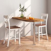Costway Wooden Bar Stool Set of 4 Bar Chairs with LVL Rubber Wood Frame, Backrest, Footrest - White - Back View