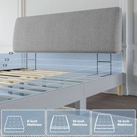 Pinmoco - King Size Adjustable Ergonomic Upholstered Foam Headboard - Gray - Gray - Back View