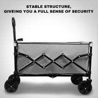 Bestier Upgraded Folding Wagon with Adjustable Handle with Wheels - Grey - Back View
