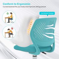 Costway Kids Desk Chair Ergonomic Swivel Children Mesh Study Height Adjustable - Turquoise - Back View