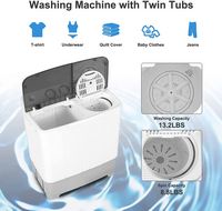 Costway - 13.2 lb. Portable Twin Tub Washing Machine Washer and Spinner 8.8 lb. - Grey and White - Back View