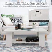 Costway Coffee Table 2-Tier Modern Center Cocktail Table W/Storage Shelf for Living Room - White - Back View