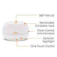 CRANE - 0.2 Gal. 2-in-1 Ultrasonic Cool Mist Humidifer & Aroma Diffuser - White - Back View