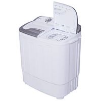 Costway - Compact Mini Twin Tub 8 lb. Washing Machine - White and Grey - Back View