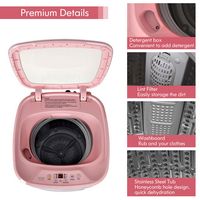 Costway - 8 lb. Portable Fully Automatic Washing Machine with Drain Pump Pink - Pink and White - Back View