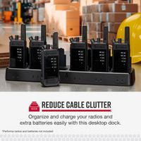 Cobra - Six-Dock Charger for Cobra Performa Business Radios, with charging cable - Black - Back View