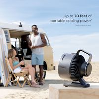 Shark - FlexBreeze HydroGo Fan, Ultra-powerful portable fan, Indoor & Outdoor Mist - Grey - Back View