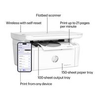 HP - LaserJet M140w Wireless AI-Enabled Black and Laser Printer - White - Back View