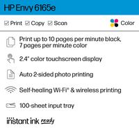 HP - Envy 6165e Wireless AiO Inkjet Printer w/ 6 Mo. of Instant Ink Included (+ 1 Bonus Month w/ ... - Back View