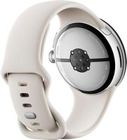 Google - Pixel Watch 3 (45mm) Smartwatch with Porcelain Band - Wi-Fi - Polished Silver - Back View
