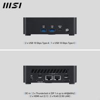 MSI - Cubi NUC AI 1UMG Mini Desktop - Intel Core Ultra 5-125H - 16GB Memory - Intel Arc Graphics ... - Back View