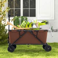 Costway - Heavy-Duty Wagon Cart with Adjustable Handlebar Bottle Holders & Storage Pocket Coffee ... - Back View