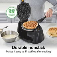 Hamilton Beach - Removable Grid Belgian Waffle Maker - Stainless Steel - Back View