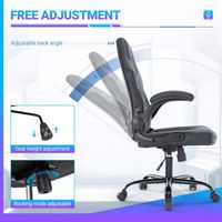 Bestier - Ergonomic Faux Leather Adjustable Reclining Swiveling PC and Racing Game Chair with Pad... - Back View