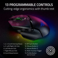 Razer - Basilisk V3 Pro Optical Gaming Mouse with HyperScroll Tilt Wheel - Wireless - Black - Back View