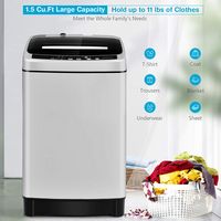 Costway - Full-Automatic Washing Machine 1.5 Cu. Ft. 11 lb. Washer and Dryer - Grey - Back View