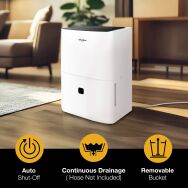 Whirlpool - 50 Pint 3000 Sq. Ft 14.8 quart Energy Star Certified Dehumidifier with Pump - White - Back View