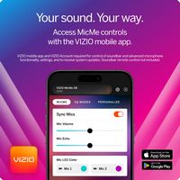 VIZIO - MicMe 2.1 Karaoke Soundbar, 2 Wireless Mics, Wireless Subwoofer w/ Dolby Atmos - White - Back View