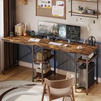 Bestier - L-Shaped Computer Desk With Reversible Corner - Brown - Back View