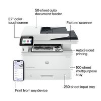 HP - LaserJet Pro MFP 4101fdw AI-Enabled Black-and- All-in-One Laser Printer - White - Back View