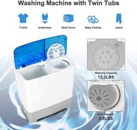 Costway - 13.2 lb. Portable Twin Tub Washing Machine Washer and Spinner 8.8 lb. - Blue and White - Back View