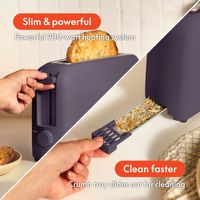 Bella - Fits-anywhere Kitchenware: 2-Slice Slim Toaster - Plum - Back View