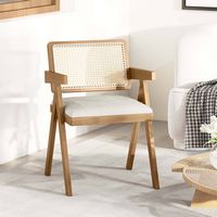 Costway Set of 2 Rattan Accent Chairs Leathaire Dining Chairs Modern Living Room Chairs - White +... - Back View