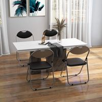Costway 4 PCS U Shape Folding Chairs Furniture Home Outdoor Picnic Portable - Black - Back View