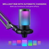 FIFINE - RGB USB Condenser Gaming Microphone and Stand Bundle - Back View
