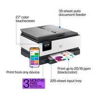 HP - OfficeJet Pro 8125e Wireless AiO Inkjet Printer with 3 Mo. of Instant Ink Included with HP+ ... - Back View