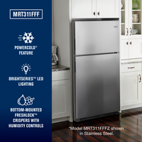 Maytag - 20.5 Cu. Ft. Top Freezer Refrigerator with PowerCold Feature - White Ice - Back View