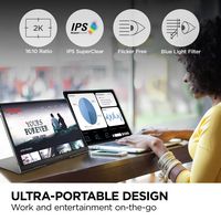 ViewSonic - TD1656-2K 16” IPS LCD WQXGA Touchscreen Portable Monitor (USB-C) - Black - Back View