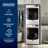 Maytag - 4.5 Cu. Ft. High-Efficiency Stackable Front Load Washer with Steam and Fresh Spin - White - Back View