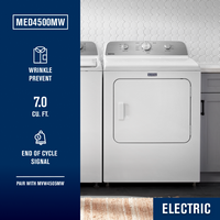 Maytag - 7.0 Cu. Ft. Electric Dryer with Wrinkle Prevent - White - Back View
