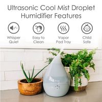 CRANE - 0.5 Gal. Droplet Ultrasonic Cool Mist Humidifier - Gray - Back View