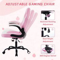 Bestier - Ergonomic Faux Leather Adjustable Reclining Swiveling PC and Racing Game Chair with Pad... - Back View