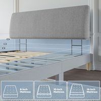 Pinmoco - Queen Size Adjustable Ergonomic Upholstered Foam Headboard - Gray - Gray - Back View