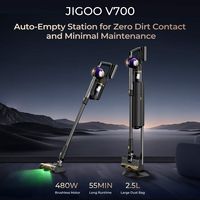 JIGOO - V700 Cordless Stick Vacuum Cleaner w/ All-In-One Clean Station, 215AW Suction Power for M... - Back View