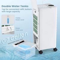 Costway Evaporative Air Cooler Fan Portable Oscillating Swamp with 3 Speeds Modes Remote - White - Back View