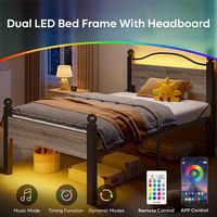 Pinmoco - Twin Metal Platform Bed Frame with LED Headboard, 16.5